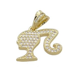 Copper Girls Pendant Pave Zircon Gold Plated, approx 12-18mm [FN38543]