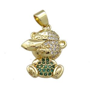 Copper Bear Pendant Pave Zircon Gold Plated, approx 14-20mm [FN38548]