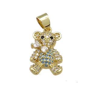 Copper Bear Pendant Pave Zircon Gold Plated, approx 12-18mm [FN38552]