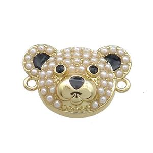 Copper Bear Connector Pave Pearlized Resin Gold Plated, approx 18-23mm [FN38553]