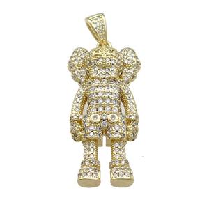 Copper Iced Out Cartoon Doll Pendant Pave Zircon Gold Plated, approx 18-35mm [FN38554]