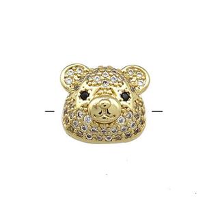 Copper Bear Beads Pave Zircon Gold Plated, approx 13-14mm [FN38555]