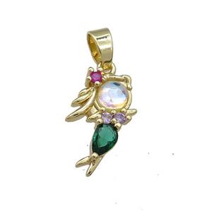 Copper Cute Girls Pendant Pave Zircon Gold Plated, approx 10-18mm [FN38562]