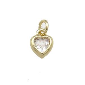 Copper Heart Pendant Pave Zircon Gold Plated, approx 7mm [FN38573]