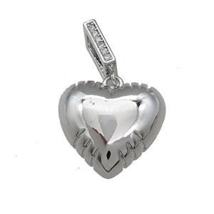 Copper Heart Pendant Platinum Plated, approx 17mm, 3-7mm hole [FN38577]