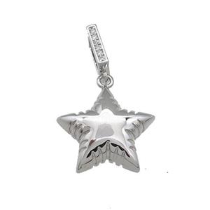 Copper Star Pendant Platinum Plated, approx 18mm, 3-7mm hole [FN38579]