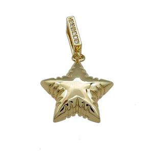 Copper Star Pendant Gold Plated, approx 18mm, 3-7mm hole [FN38580]