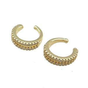 Copper Clip Earrings Pave Zircon Cuff Gold Plated, approx 12mm [FN38589]