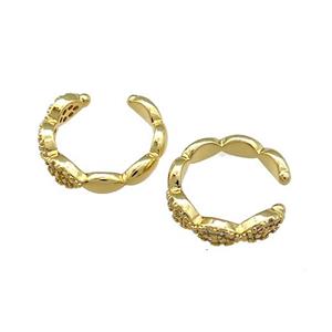 Copper Clip Earrings Pave Zircon Gold Plated, approx 14mm [FN38590]