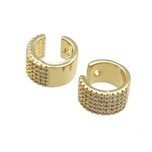 Copper Clip Earrings Pave Zircon Gold Plated, approx 11.5mm [FN38591]