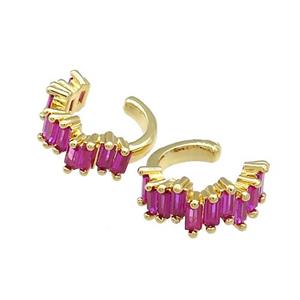 Copper Clip Earrings Pave Zircon Cuff Gold Plated, approx 17mm [FN38596]