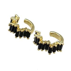 Copper Clip Earrings Pave Black Zircon Gold Plated, approx 17mm [FN38597]