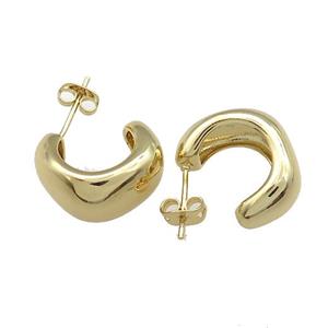 Copper Stud Earrings Gold Plated, approx 19mm [FN38606]