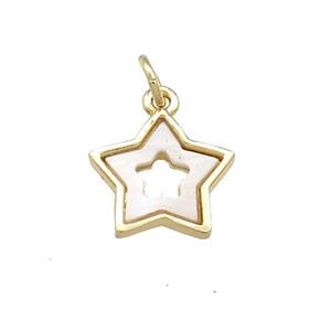 Copper Star Pendant Pave Shell Gold Plated, approx 12mm [FN38627]