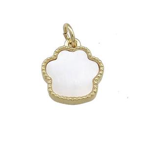 Copper Paw Charms Pendant Pave Shell Gold Plated, approx 12mm [FN38628]