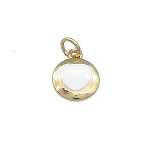 Copper Heart Pendant White Enamel Gold Plated, approx 10mm [FN38631]