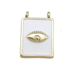 Copper Rectangle Pendant White Enamel Eye 2loops Gold Plated, approx 12-18mm [FN38635]