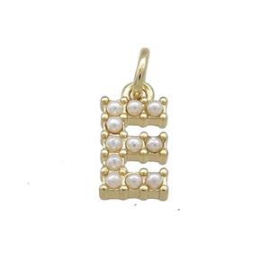Copper Letter-E Pendant Pave Pearlized Resin Gold Plated, approx 3-10mm [FN38645]