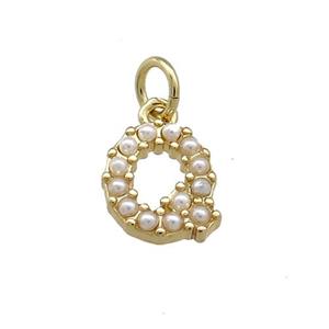 Copper Letter-Q Pendant Pave Pearlized Resin Gold Plated, approx 3-10mm [FN38657]