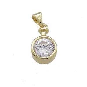 Copper Circle Pendant Pave Zircon Gold Plated, approx 9.5mm [FN38668]