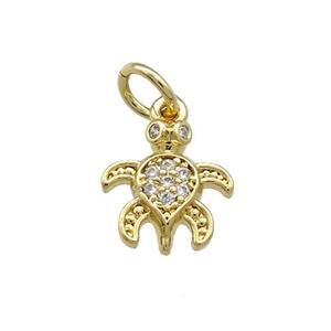 Copper Tortoise Pendant Pave Zircon Gold Plated, approx 9-10mm [FN38670]