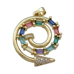 Copper Spire Pendant Pave Zircon Gold plated, approx 23-26mm [FN38685]