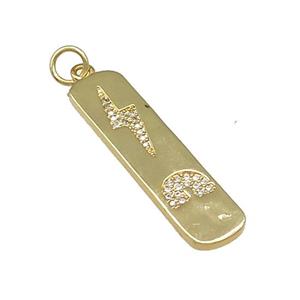 Copper Rectangle Pendant Pave Zircon Lightning Rainbow Gold Plated, approx 9-36mm [FN38686]