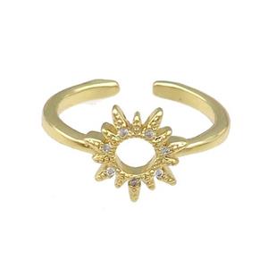 Copper Rings Pave Zircon Sun Gold Plated, approx 10mm, 18mm dia [FN38722]