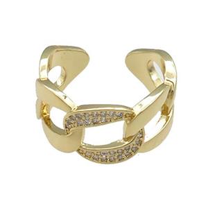 Copper Rings Pave Zircon Gold Plated, approx 10mm, 18mm dia [FN38723]
