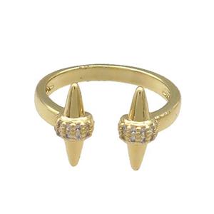 Copper Rings Pave Zircon Cuff Gold Plated, approx 5-12mm, 18mm dia [FN38725]