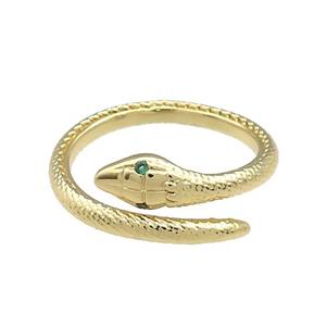 Copper Snake Rings Pave Zircon Gold Plated, approx 5mm, 18mm dia [FN38727]