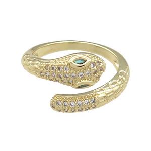 Copper Snake Rings Pave Zircon Gold Plated, approx 7mm, 18mm dia [FN38728]