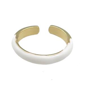 Copper Rings White Enamel Gold Plated, approx 4mm, 18mm dia [FN38731]