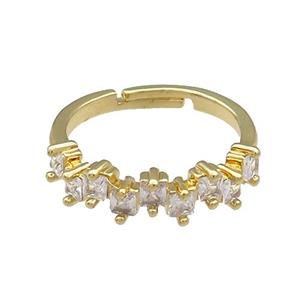 Copper Rings Pave Zircon Adjustable Gold Plated, approx 6mm, 18mm dia [FN38737]