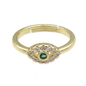 Copper Rings Pave Zircon Eye Adjustable Gold Plated, approx 7-11mm, 18mm dia [FN38744]