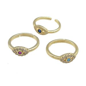 Copper Rings Pave Zircon Eye Gold Plated, approx 7-11mm, 18mm dia [FN38748]