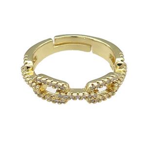Copper Rings Pave Zircon Adjustable Gold Plated, approx 5-8mm, 18mm dia [FN38750]