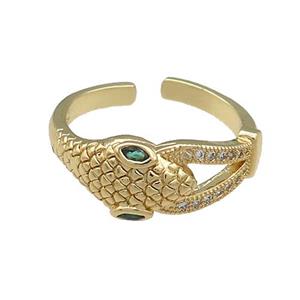 Copper Snake Rings Pave Zircon Gold Plated, approx 8mm, 18mm dia [FN38752]