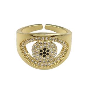 Copper Rings Pave Zircon Eye Gold Plated, approx 15mm, 18mm dia [FN38753]