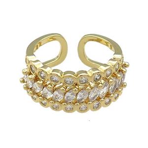 Copper Rings Pave Zircon Gold Plated, approx 10mm, 18mm dia [FN38755]