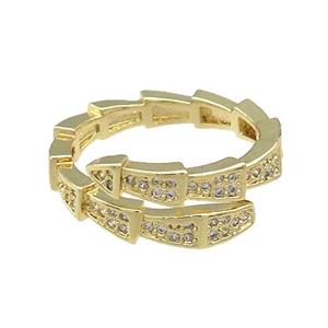 Copper Rings Pave Zircon Snakeskin Gold Plated, approx 8mm, 18mm dia [FN38768]