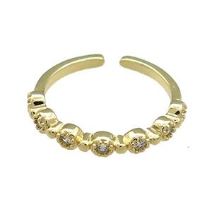 Copper Rings Pave Zircon Gold Plated, approx 3mm, 18mm dia [FN38772]