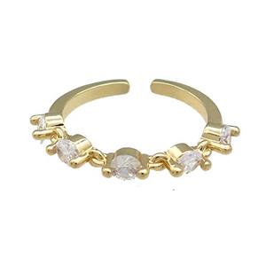Copper Rings Pave Zircon Gold Plated, approx 4mm, 18mm dia [FN38774]