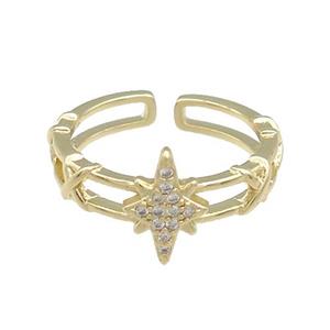 Copper Rings Pave Zircon Northstar Gold Plated, approx 7-11mm, 18mm dia [FN38780]