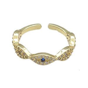 Copper Rings Pave Zircon Evil Eye Gold Plated, approx 4mm, 18mm dia [FN38788]