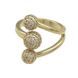Copper Rings Pave Zircon Gold Plated, approx 6mm, 7mm, 18mm dia [FN38790]