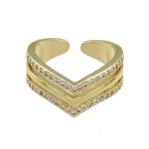 Copper Rings Pave Zircon Gold Plated, approx 8-12mm, 18mm dia [FN38792]