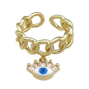 Copper Rings With Evil Eye Gold Plated, approx 8-12mm, 7mm, 18mm dia [FN38793]