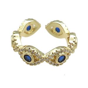 Copper Rings Pave Zircon Eye Gold Plated, approx 7mm, 18mm dia [FN38794]