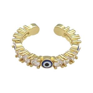Copper Rings Pave Zircon Evil Eye Gold Plated, approx 4mm, 18mm dia [FN38796]